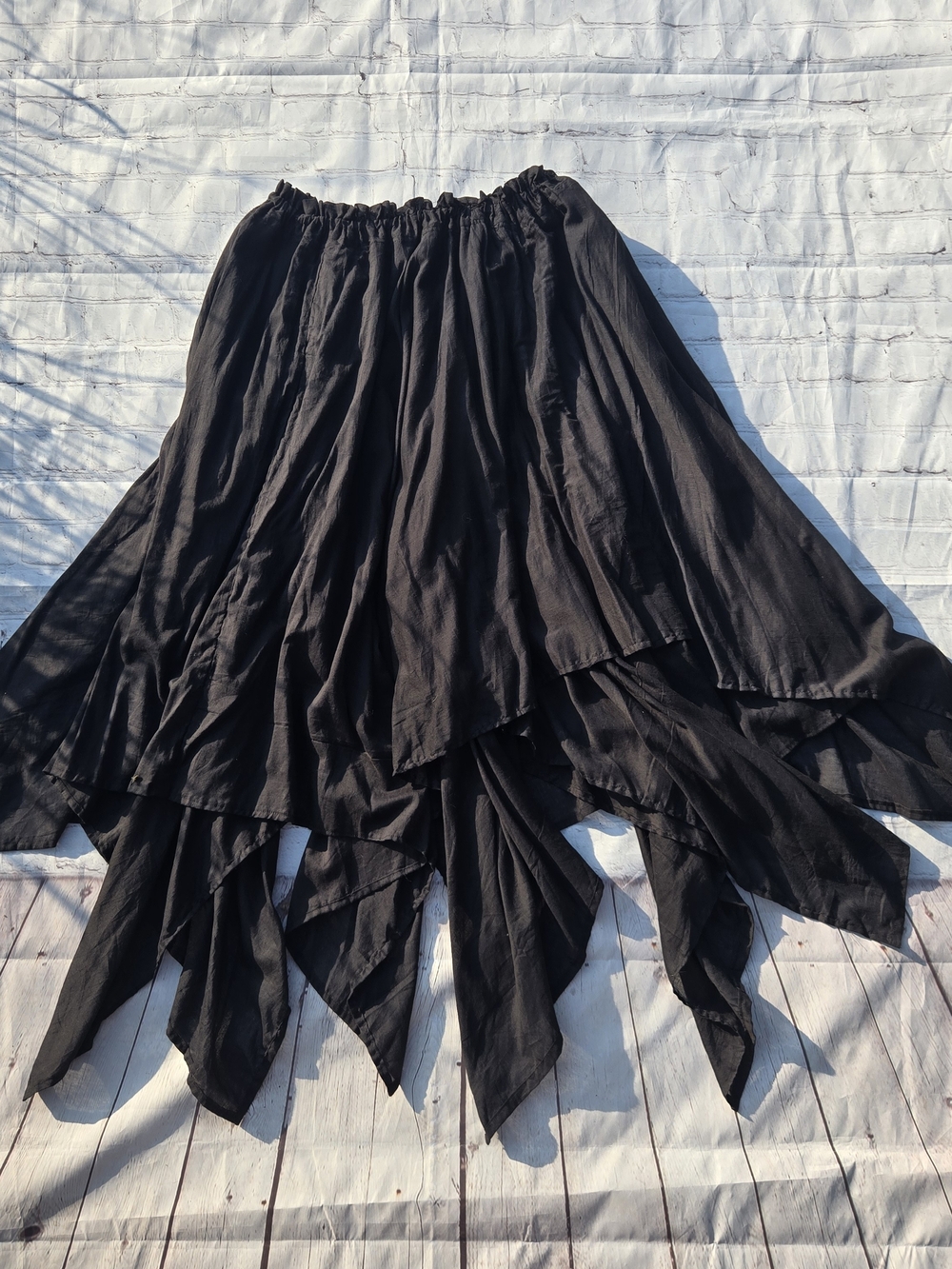 Handmade gauzy Black asymmetrical maxi skirt XL Whitchy Whimsigoth